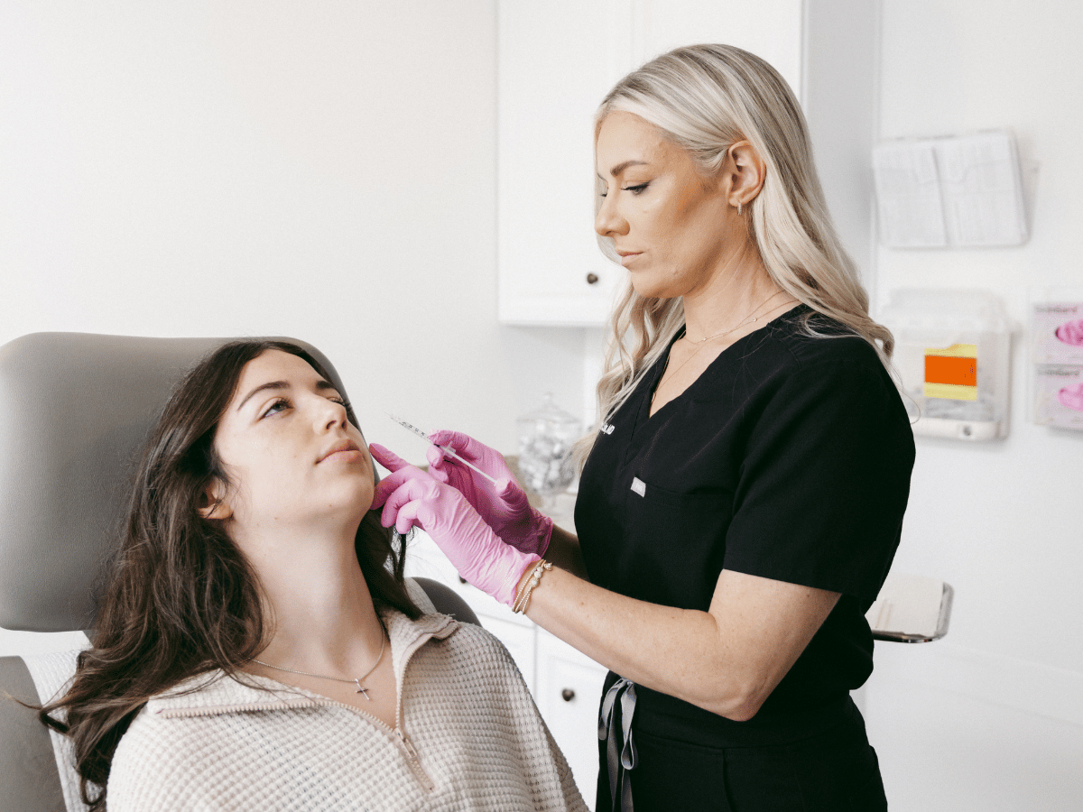 woman getting filler